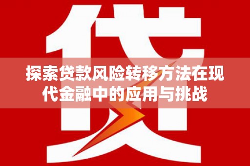 伽师探索贷款风险转移方法在现代金融中的应用与挑战