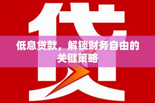 伽师低息贷款，解锁财务自由的关键策略