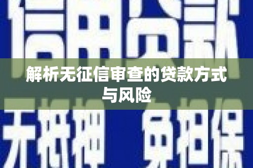 伽师解析无征信审查的贷款方式与风险