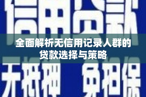 伽师全面解析无信用记录人群的贷款选择与策略